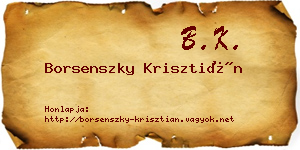 Borsenszky Krisztián névjegykártya